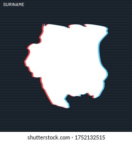 Map of Suriname Vector Design Template On Dark Background.