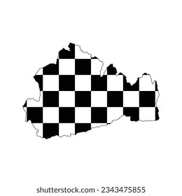 The map of the Surrey county with its flag in white and black colours isolated on white background. Vector illustration
