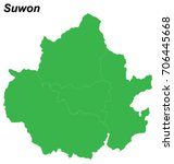 map of Suwon with borders of the regions