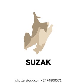 Mapa De Suzak Ciudad Moderna Geométrica Simple, ilustración Plantilla de diseño de Vector