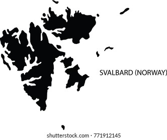 Map of Svalbard (Noway) vector black on white background