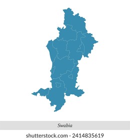 map of Swabia is a region in Bavaria state of Germany with borders municipalities