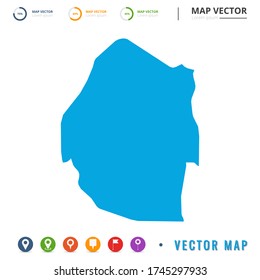 Map of Swaziland blue and set pin icon.