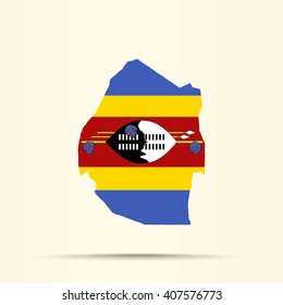 Map of Swaziland in Swaziland flag colors