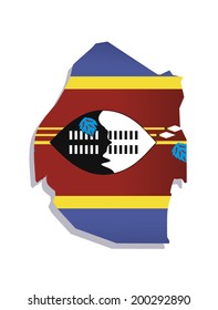 map of Swaziland with the image of the national flag