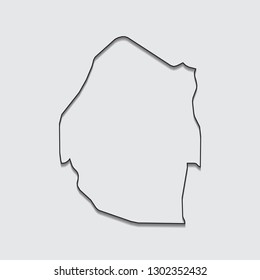 map of Swaziland with shadow on gray background.eps10