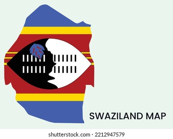 Map of Swaziland ,  Swaziland map vector Illustration,  Map of Swaziland 
 With the flag, the National Flag of Swaziland,
