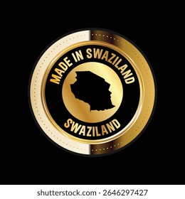 Mapa da Suazilândia. Ilustração vetorial. Logotipo, ícone e símbolo. Suazilândia mapa selo de ouro. 