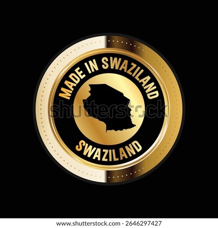 Map of Swaziland. Vector illustration. Logo, Icon, and Symbol. Swaziland map gold seal. 