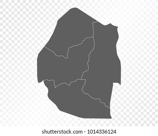 Map of Swaziland , vector illustration on transparent background. Items are placed on separate layers and editable.