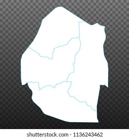 Map of Swaziland. Vector illustration on transparent background. Items are placed on separate layers and editable. Vector illustration eps 10.