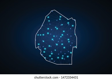 Map of Swaziland. Wire frame 3D mesh polygonal network line, design sphere, dot and structure. communications map of Swaziland. Vector Illustration EPS10.