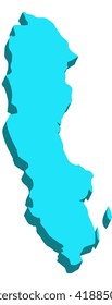 A map of Sweden 3D on white background
