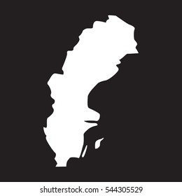 Map of Sweden black and white