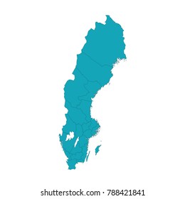 Map of Sweden - Blue Geometric Rumpled Triangular , Polygonal Design For Your . Vector illustration eps 10.