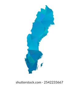 Map of Sweden - Blue Polygonal Design For Your. Vector illustration eps 10.