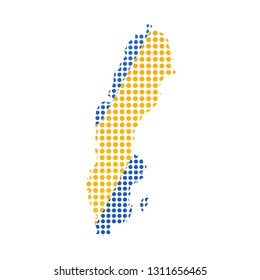 Map of Sweden with flag. Pointillism style. Vector illustration design