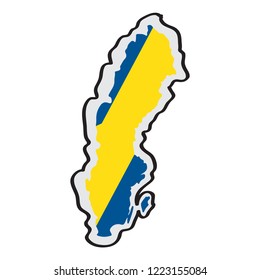 Map of Sweden with its flag. Vector illustration design