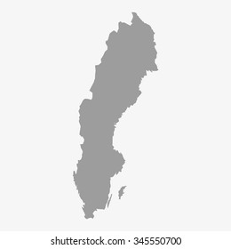 Map  of Sweden in gray on a white background