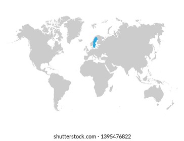 The map of Sweden is highlighted in blue on the world map