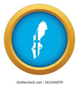 Map of Sweden icon blue vector isolated on white background for any design
