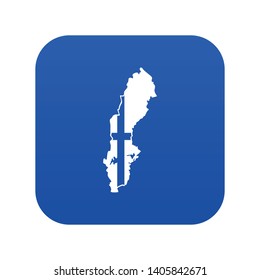 Map of Sweden icon digital blue for any design isolated on white vector illustration