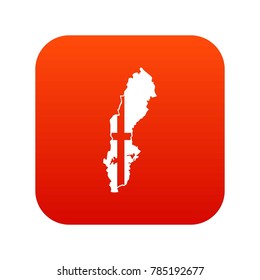 Map of Sweden icon digital red for any design isolated on white vector illustration