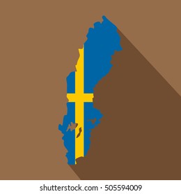 Map of Sweden icon. Flat illustration of map of Sweden vector icon for web