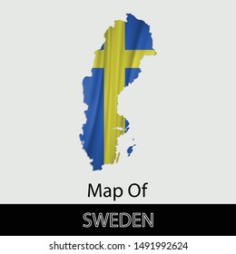 Map of Sweden, isolated on gray background. Vector illustration