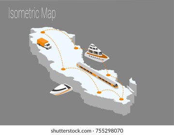 Map Sweden isometric concept. 3d flat illustration of Map Sweden.