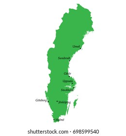 map of Sweden with main cities