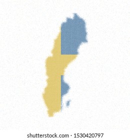 Map of Sweden. Mosaic style map with flag of Sweden. Brilliant vector illustration.