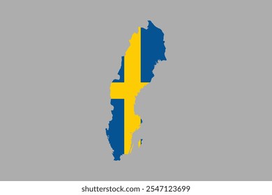 Landkarte von Schweden mit der Nationalflagge von Schweden, Schweden Flagge Vektorgrafik, Schweden Landesflagge ist ein Symbol der Freiheit, Vektorgrafik
