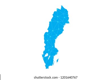 Map of Sweden from Polygonal wire frame low poly mesh,Sweden map Vector Illustration EPS10.