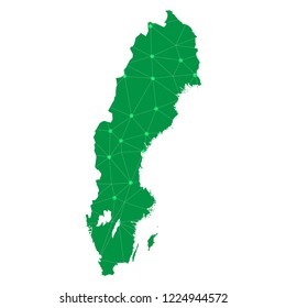 Map of Sweden from Polygonal wire frame low poly mesh,Sweden map Vector Illustration EPS10.