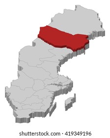Map - Sweden, Vaesterbotten County - 3D-Illustration