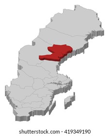 Map - Sweden, Vaesternorrland County - 3D-Illustration