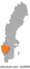 Map - Sweden, Vaestra Goetaland County