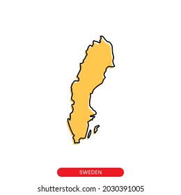 Map of Sweden vector design template. Simple style with editable stroke.