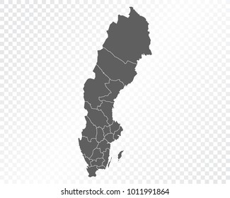 Map of Sweden , vector illustration on transparent background. Items are placed on separate layers and editable.