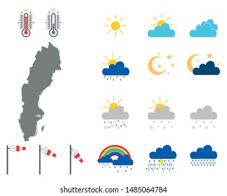 Map of Sweden with weather symbols
