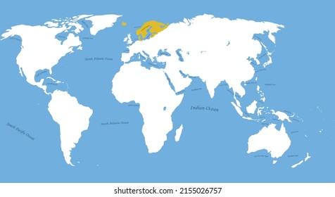 Map Of Swedish Empire The Largest Borders With All Ocean And Sea Names