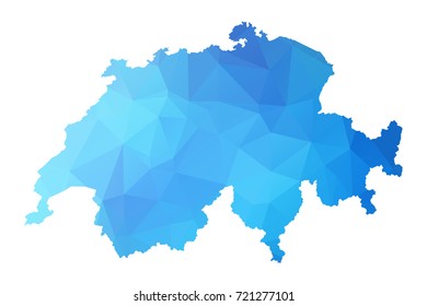 Map of Sweitzerland - Blue Geometric Rumpled Triangular, Polygonal Design For yours. Vector illustration eps 10.