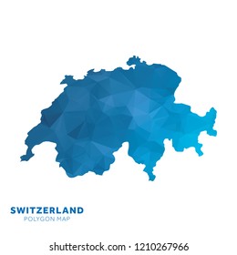 Map of Switzerland. Blue geometric polygon map.