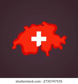 Map of Switzerland colored with flag