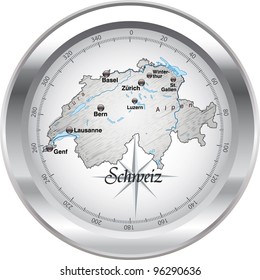 Map of Switzerland as a compass