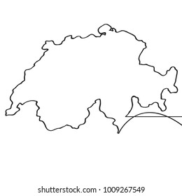 Map of Switzerland. Continous line