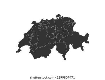 Map of Switzerland. Detailed map of Switzerland cantons and regions. Switzerland cantons map