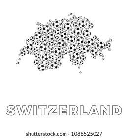 map of switzerland filled with soccer balls