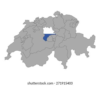 Map of Switzerland with flag of Luzern